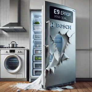 چگونه ارور E9 در یخچال بوش می‌تواند به خرابی لاستیک دور درب اشاره داشته باشد؟