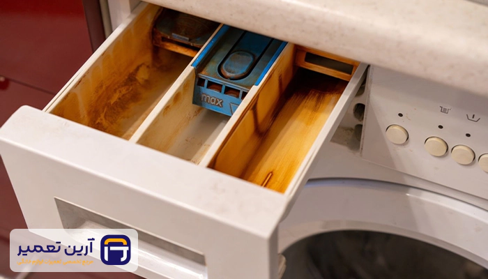 نحوه تمیز کردن جاپودری ماشین لباسشویی 1 تمیز کردن جاپودری ماشین لباسشویی