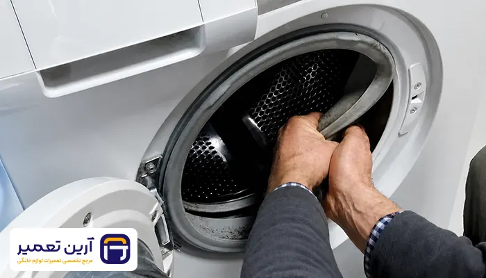 علل نشت آب از ماشین لباسشویی اسنوا خرابی لاستیک دور درب